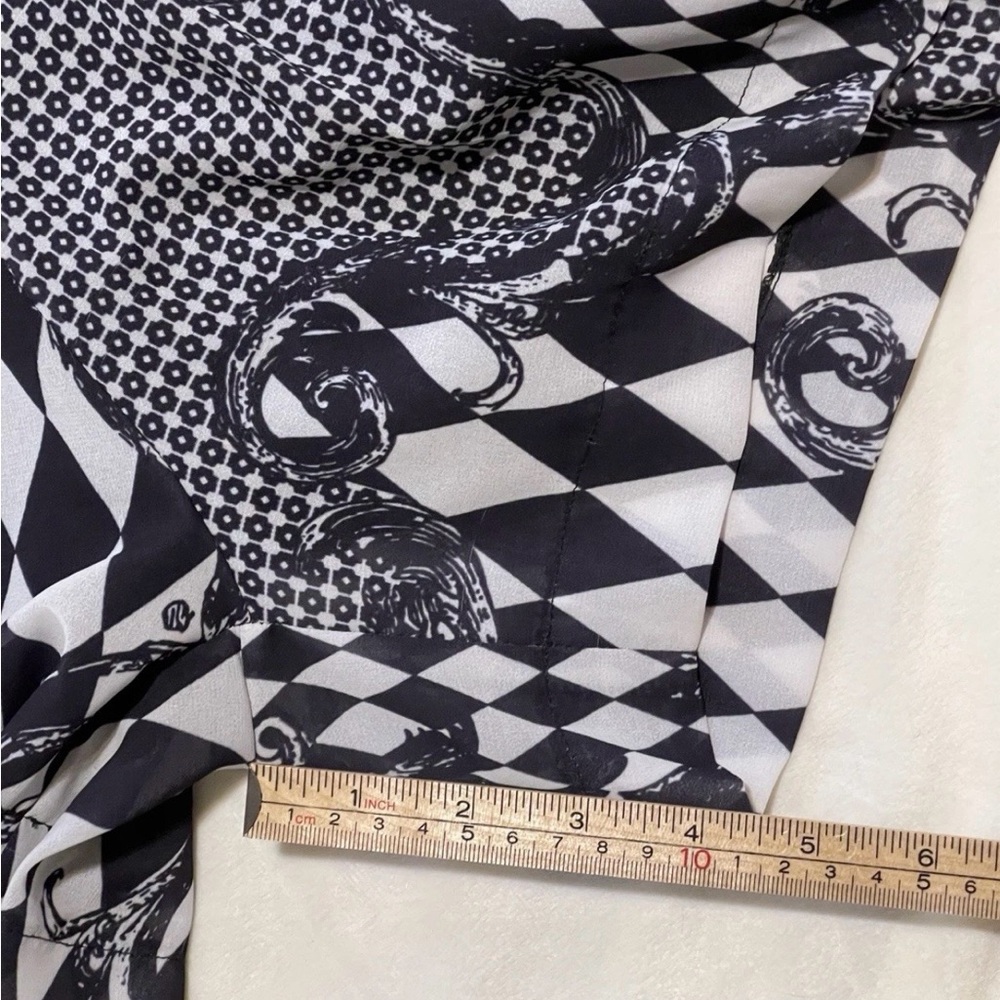 Black White Harlequin Print High Waist Tailored Skort Baroque Chic Lined Small - Picture 5 of 5